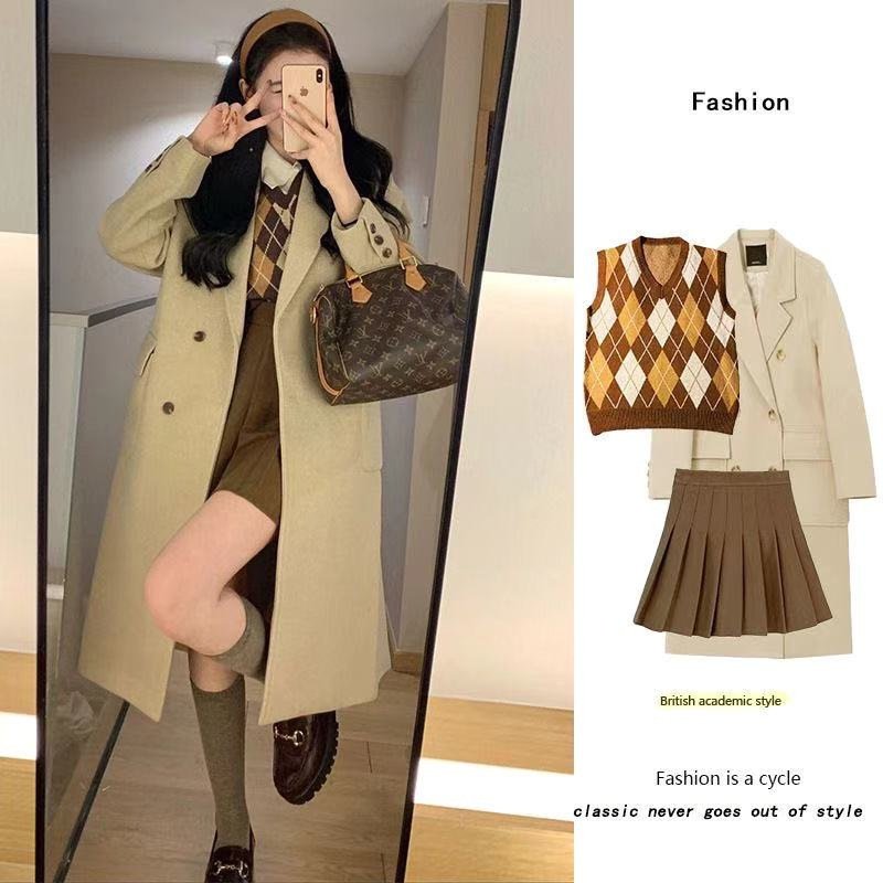 Loose Mid-Length Woolen Suit And Trench Coat