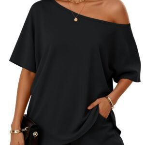 Womens 2-Piece Fashionable Casual Set Slant-Neck Top And Shorts  For Loungewear Daily Wear Work Gym Outfit