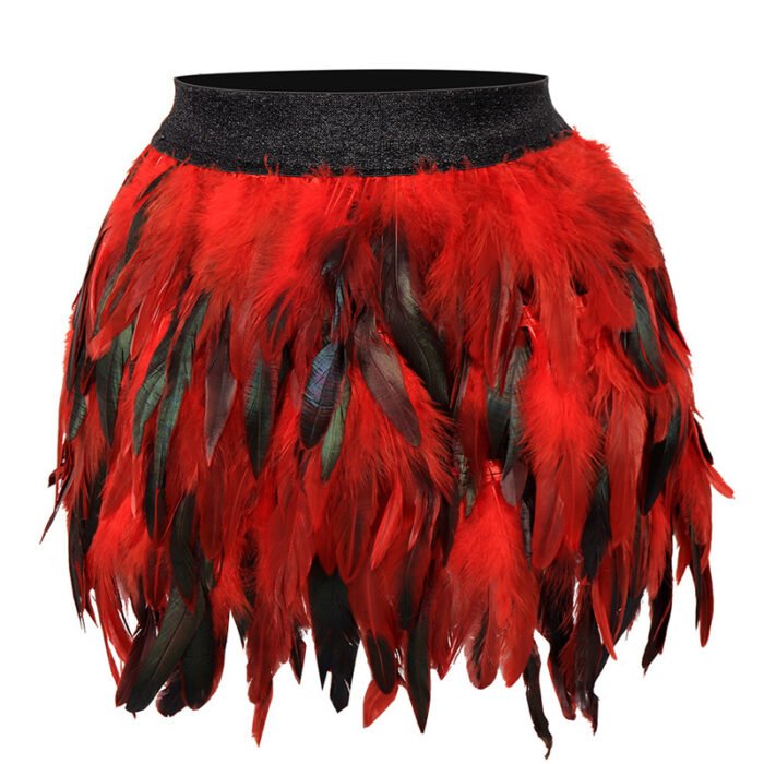 Women's Unique Faux Feather Asymmetrical Mini Skirt - Gothic Party Dance Skirt For Summer Events - Image 8