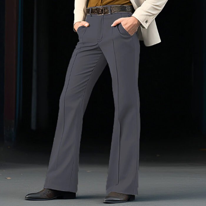 Men's Formal Wear Twill Stretch Slim Solid Color Bell-bottom Pants - Image 3