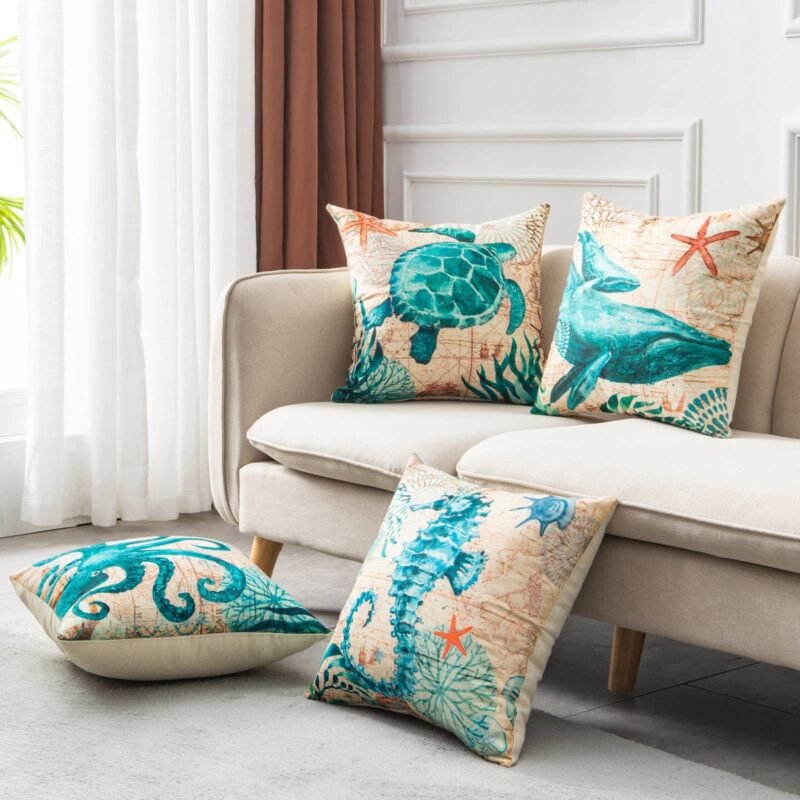 0A697Dd6-8098-4924-9610-5883693De565.Jpg Cushion Covers Sea Turtle Printed Throw Pillow Cases For Home Decor Sofa Chair Seat
