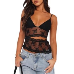 Ultimate Lace Stitched Backless V-Neck Bralette – Elegant Sling Top For Women