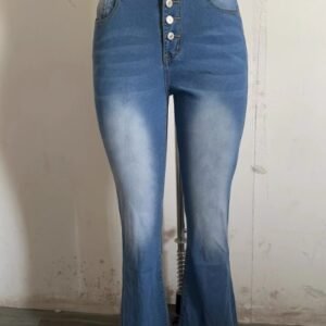High Waist Bell Bottom Jeans Trendy Wear Washed Out Street Style Women'S Denim Pants