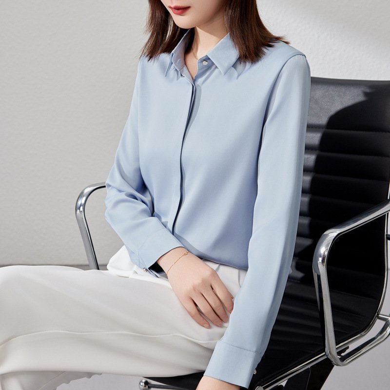 Graceful Satin Top Ol Business Clothing Shirt For Women