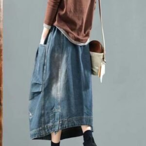 12593A23-0B98-4219-Bb1D-0F90B1D33Dc9.Jpg Vintage Denim Skirt Women'S Elegant Long Dress Loose Skirt Women'S
