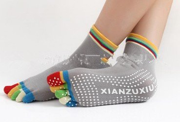 Slip Yoga Socks 5 Toes Socks Letter Print Massage Exercise Short Tube High-Quality Cotton Socks
