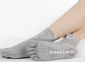 Slip Yoga Socks 5 Toes Socks Letter Print Massage Exercise Short Tube High-Quality Cotton Socks
