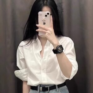 White Cotton Shirt Women'S Long Sleeve