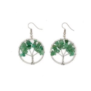 Natural Crystal Crushed Stone Tree Wishing Tree Earrings Crystal Tree Earrings Jewelry