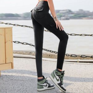 Multi-Pocket Pants Women Overalls Stitching Tight-Fitting Sports Running Fitness Yoga Pants