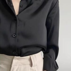 Women'S High-Grade Green Satin Shirt