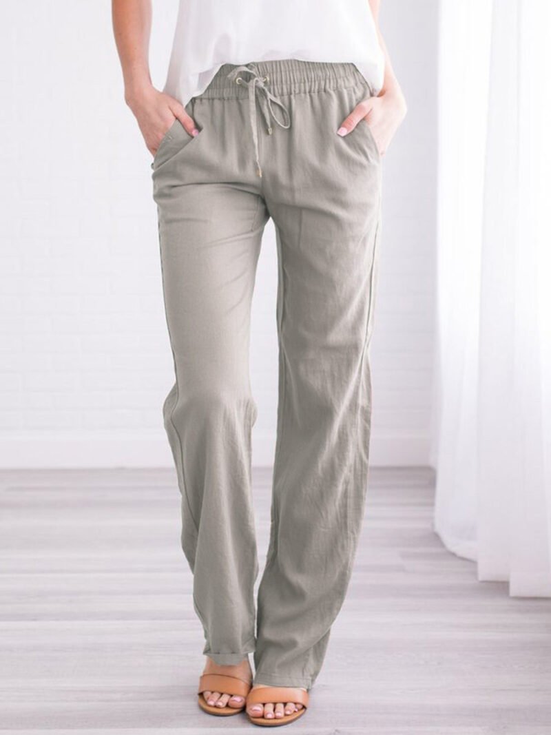 1617184242866.Jpg Women'S Solid Color Loose Elastic Waist Casual Trousers