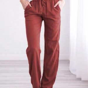 1617184242870.Jpg Women'S Solid Color Loose Elastic Waist Casual Trousers