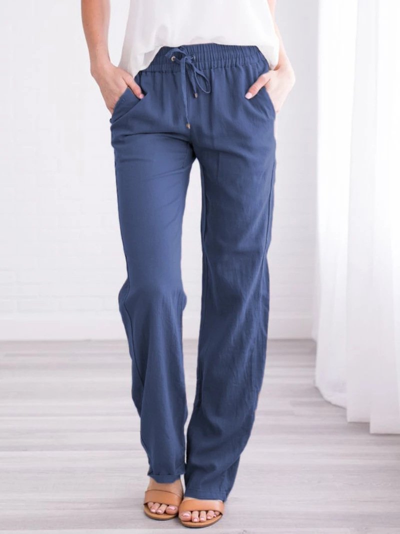 1617184242879.Jpg Women'S Solid Color Loose Elastic Waist Casual Trousers