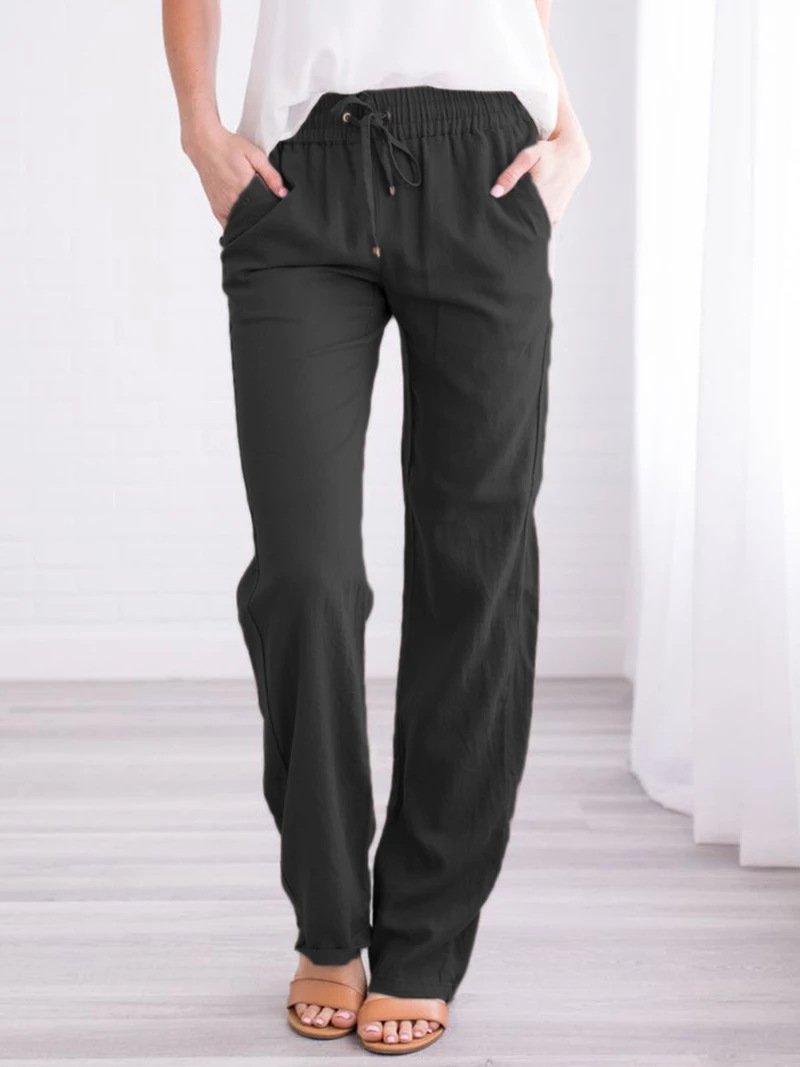 1617184242883.Jpg Women'S Solid Color Loose Elastic Waist Casual Trousers
