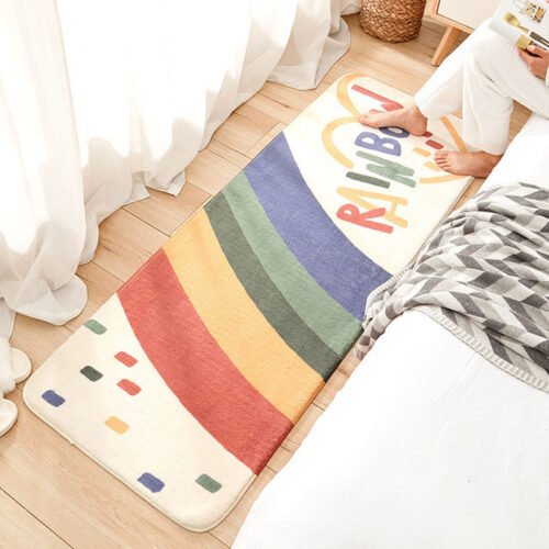 1617763394190.Jpg Cute Cartoon Carpet Soft Anti-Slip Living Room Carpets Home Decoration Rainbow Printed Kids Room Rugs Entrance Doormat
