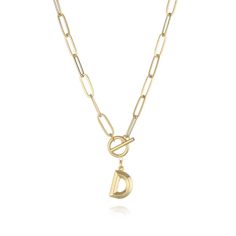 Letter Necklace Real Gold Plated Trend Hip Hop Necklace