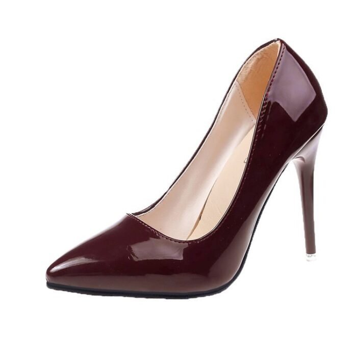 Office Thin Heel High Heels Women's Shoes Pointed Toe Patent Leather Wedding Shoes Women's - Image 4