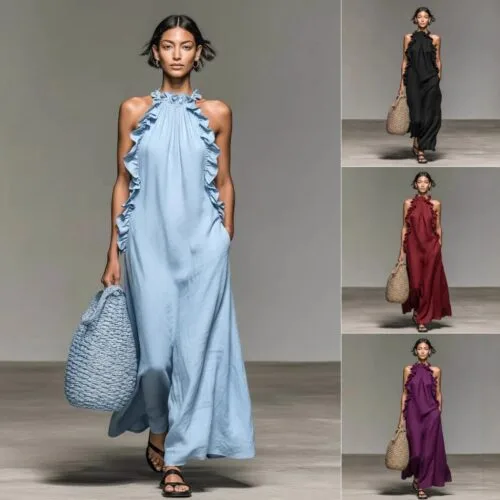 Resort Style Ruffled Halter Maxi Dress Resort Style Ruffled Halter Maxi Dress