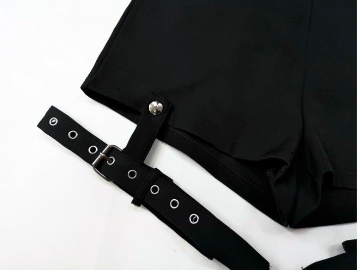 Summer Punk Rock Women'S Shorts Sexy Cross Ring Hanging Ornament Summer Fashion Black Shorts