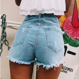 1815978030145.Jpg Women’s Retro Ripped Denim Shorts