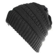 Mixed Color Knitted Wool Hat Ladies Non-Labeled Ponytail Hat