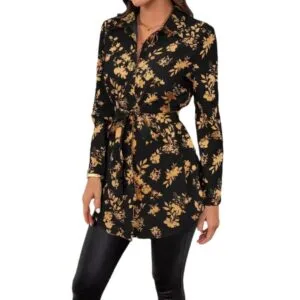 Elegant Floral Print Long Sleeve Shirt