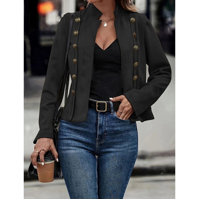 Women's Faux Suede Blazer - Long Sleeve Notch Lapel Open Front Jacket, Casual Business Office Blazer - Image 9