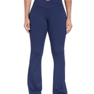 Cross Waist Side Pocket Leisure Sports Bell-Bottom Pants Slim Fit Yoga Pants Women