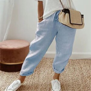 219Ad98F-F352-4C27-9991-9Bc86792752F.jpg Women'S Fashion Cotton Linen Solid Color Casual Pants