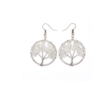 Natural Crystal Crushed Stone Tree Wishing Tree Earrings Crystal Tree Earrings Jewelry