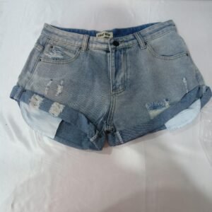 Flanging Low Waist One Button Casual Denim Shorts