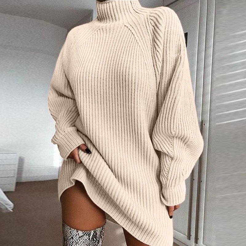 2378640086256.Jpg Solid Turtleneck Long Sweater Winter Warm Women Sweater Dress