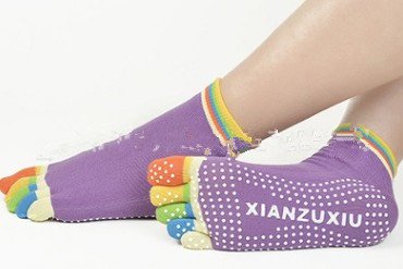 Slip Yoga Socks 5 Toes Socks Letter Print Massage Exercise Short Tube High-Quality Cotton Socks
