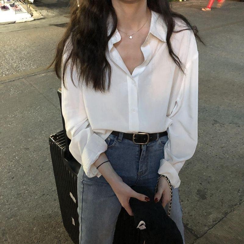 Long Sleeve White Shirt Women'S Blouse Chiffon Professional