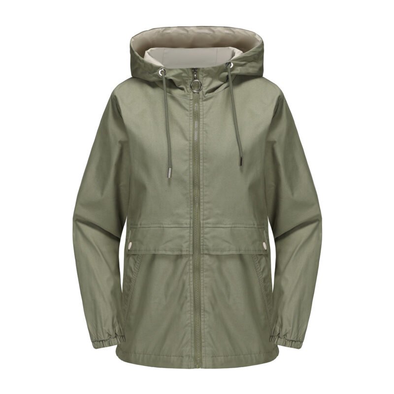 New Hooded Solid Color Trench Coat For Women