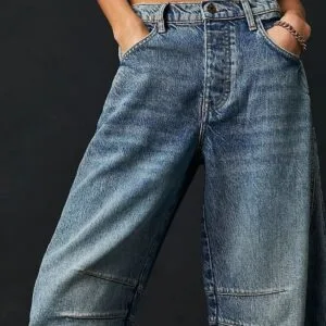 High Stretch Mid Rise Barrel Jeans