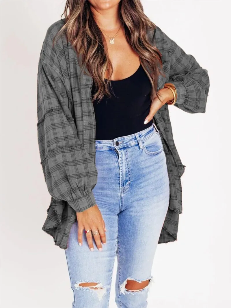 Stylish Tassel Plaid Shirt Coat For Effortless Autumn Winter Fashion