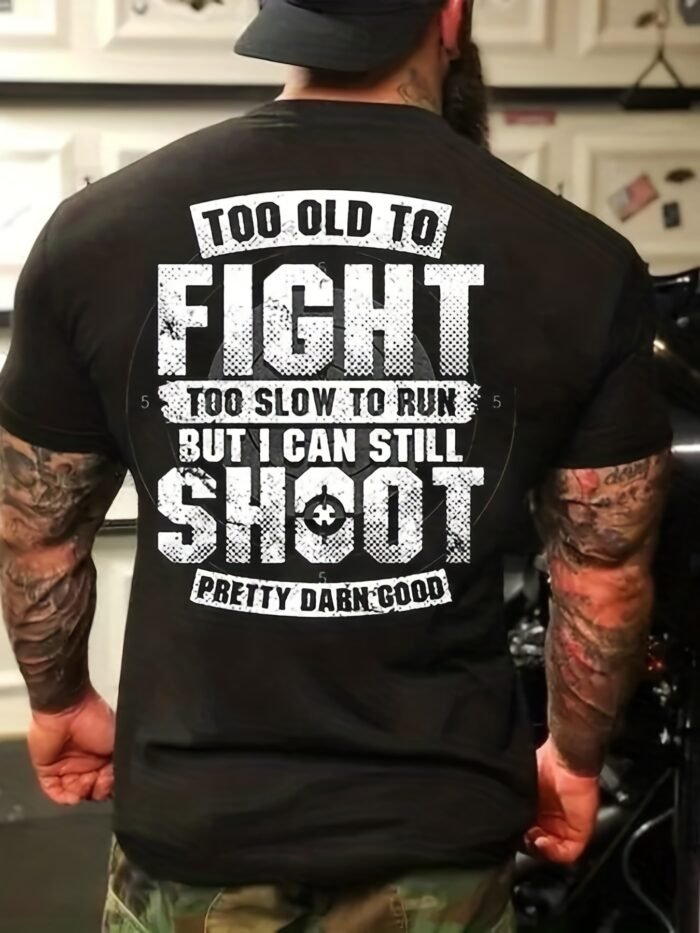 Large Size Men's Combat Shooting Pattern Printed T-shirt, Summer Fashionable Short Sleeved T-shirt, Suitable For Tall And Sturdy Men - Image 3