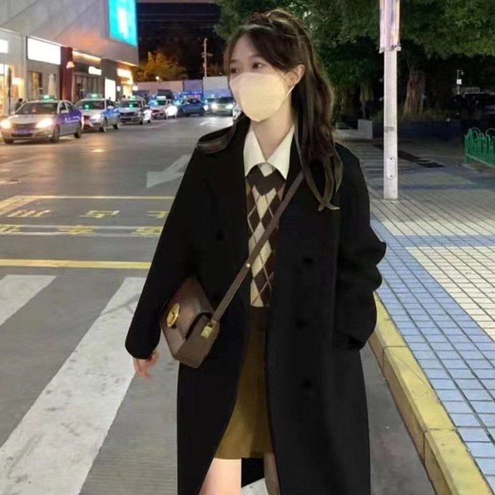 Loose Mid-Length Woolen Suit And Trench Coat