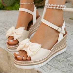2F20Bb53-B773-494A-Bffd-5E9F9252B976.Jpg Wedge Summer Bow Buckle Peep Toe Sandals
