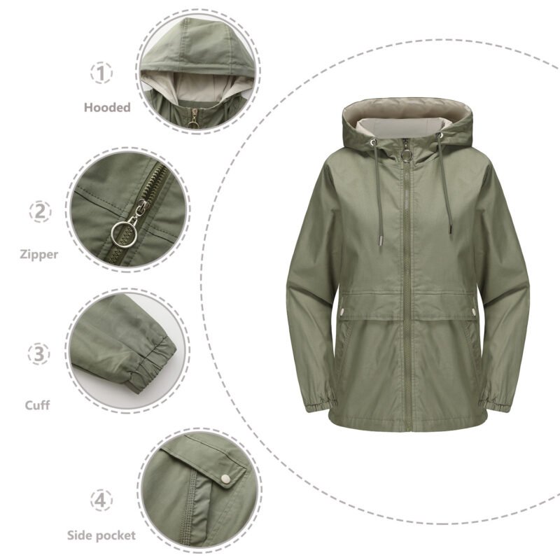 New Hooded Solid Color Trench Coat For Women