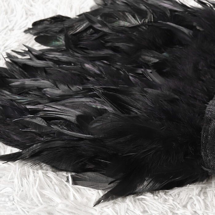 Women's Unique Faux Feather Asymmetrical Mini Skirt - Gothic Party Dance Skirt For Summer Events - Image 2