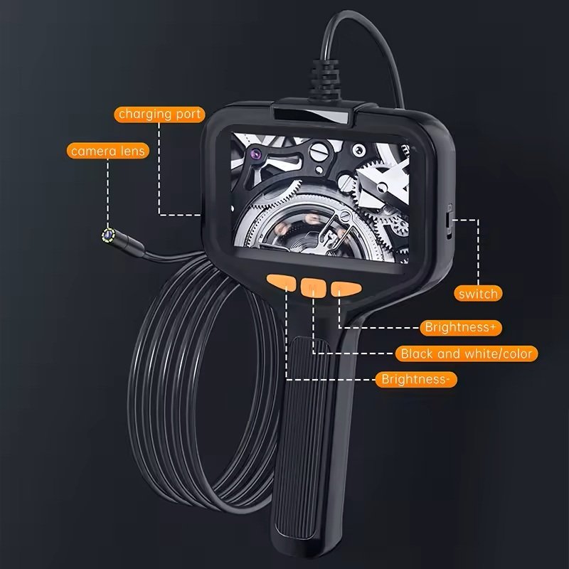 Borescope With Light, Industrial Endoscope Inspection Camera  With Light - 2,5,10M Snake Camera For Automotive, Aircraft, And Pipe Inspection - Portable Boroscope With Led Lighting For Clear Visual In