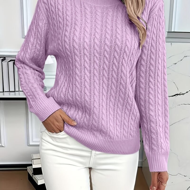 338D1491-C933-4C88-B253-Ad6B0Edbdf1E.jpg Versatile Fashion Classic Twist Round Neck Sweater