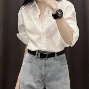 White Cotton Shirt Women'S Long Sleeve