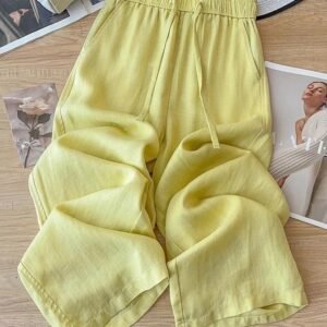 39Ae3144-6B4B-442D-Ba3F-Bc0F1Ef9A634.Jpg High Waist Drape Linen Cropped Straight Pants