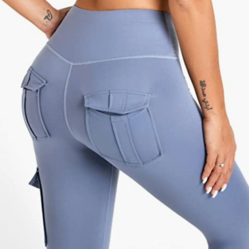 Multi-Pocket Pants Women Overalls Stitching Tight-Fitting Sports Running Fitness Yoga Pants