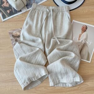 3Af50E08-F1C3-4C35-Bfff-Cb54560D784C.jpg High Waist Drape Linen Cropped Straight Pants