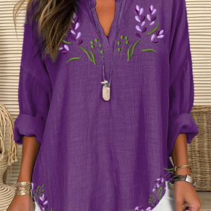 Women'S 3D Digital Printing Fashion Round Neck Loose Shirt